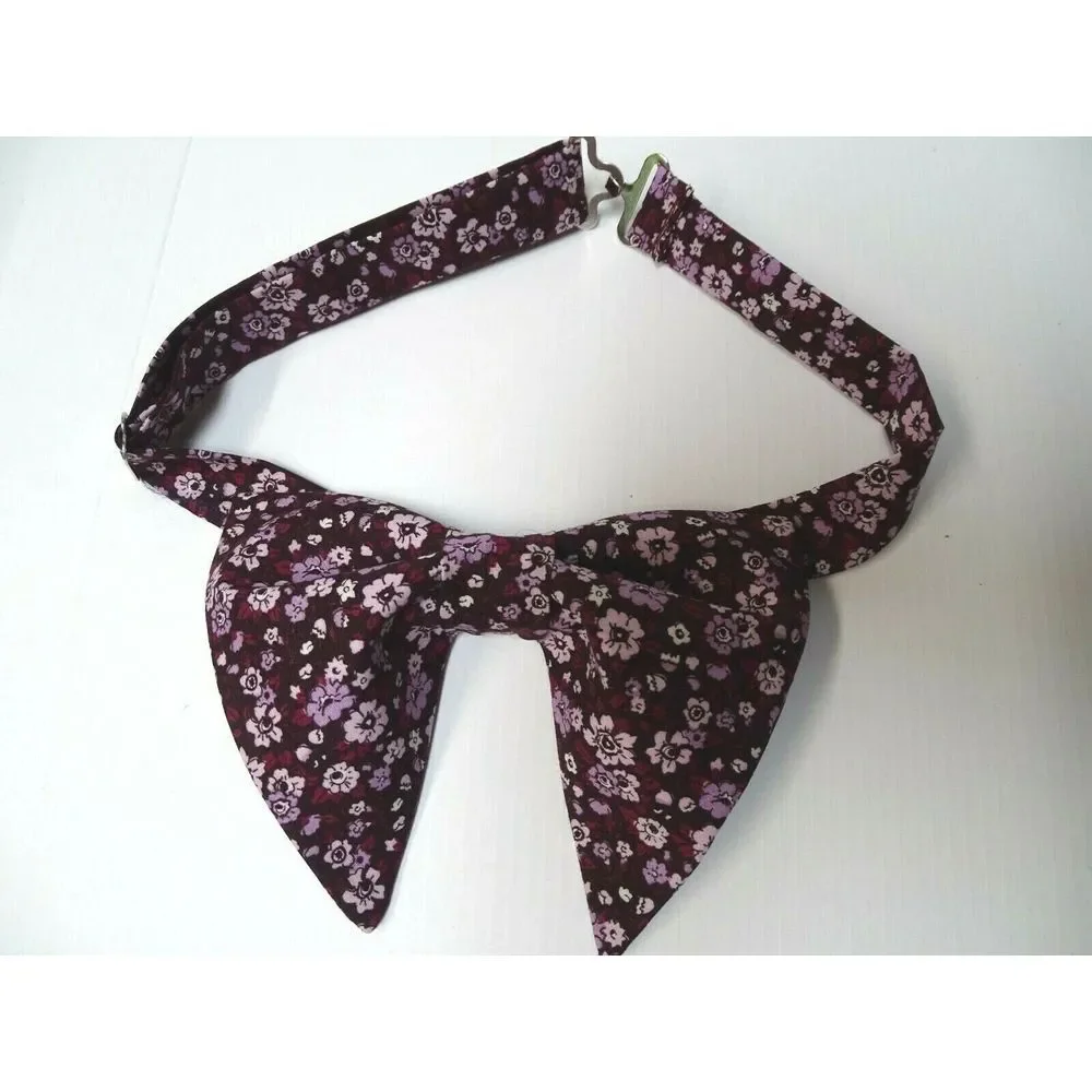 NEW Handmade Vintage style Bow tie 70`s Floral Burgundy Wedding prom Gift 4‎ Him